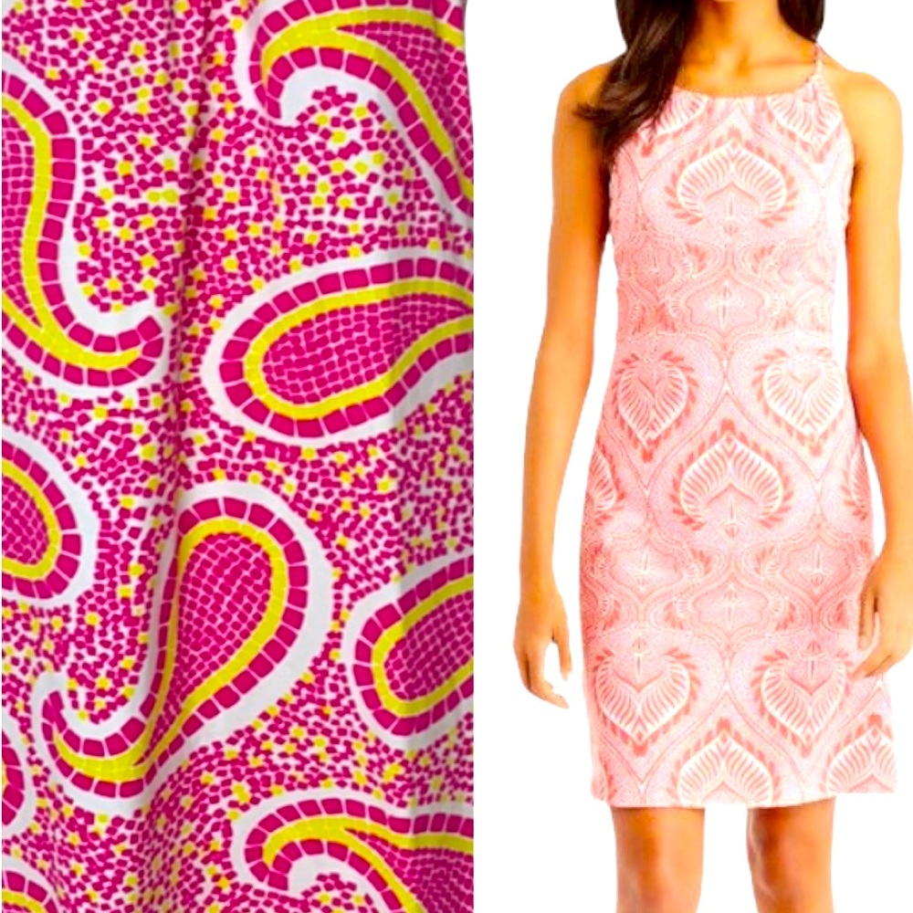 J. McLaughlin Maria Dress Halter Pink Yellow Paisley Catalina Cloth Size Small